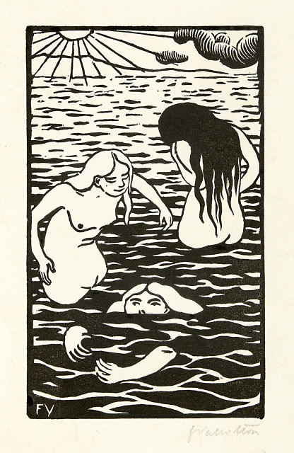 Félix Vallotton : Les trois baigneuses. - Autoportrait, 1894