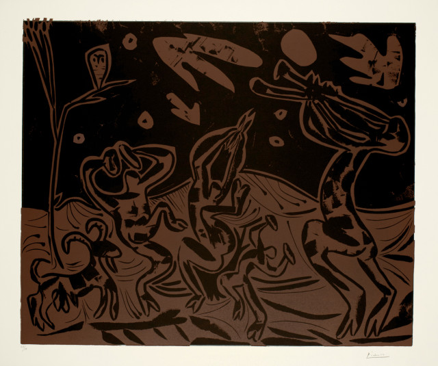Pablo Picasso  : Danse nocturne avec un hibou , Cannes, 18 November 1959