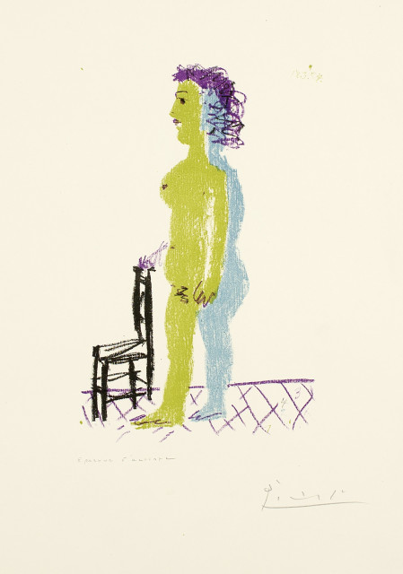 Pablo Picasso  : Nu à la chaise , Vallauris, 18 March 1954