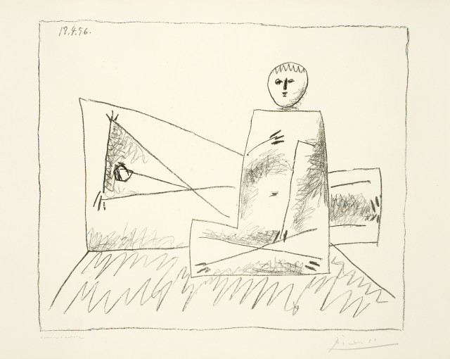 Pablo Picasso  : Homme couché et femme accroupie , Cannes, 1956 