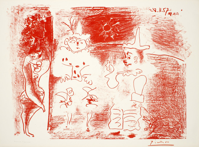 Pablo Picasso  : L'Écuyère et les clowns , 1957