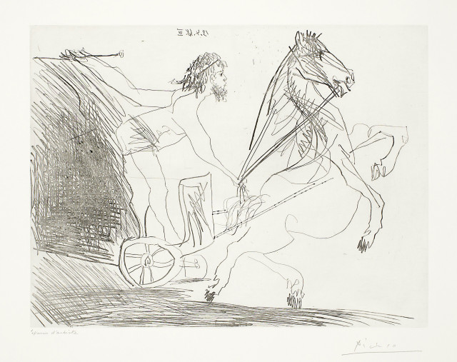 Pablo Picasso : Télévision: course de chars à l'antique. ..., Mougins, 13 April 1968