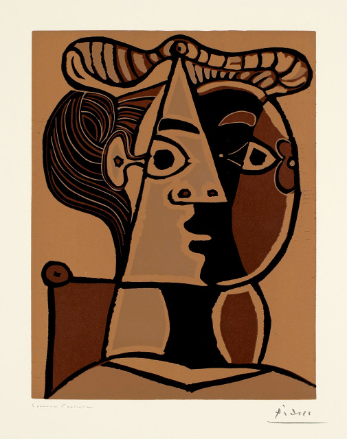 Pablo Picasso  : Femme assise au chignon , Mougins, 15. Februar 1962 