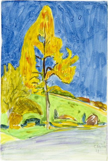 Cuno Amiet : Landschaft mit gelbem Herbstbaum, 1921 