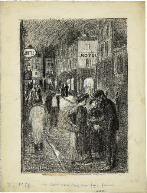 Théophile Steinlen : Le Soir ma rue me fait peur, c. 1900