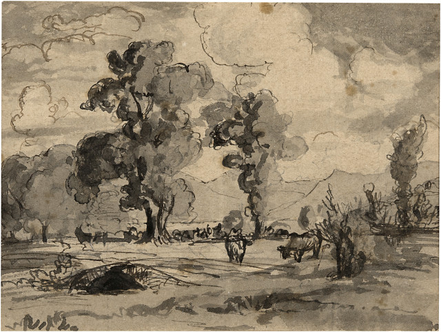 Robert Zünd : Landschaft am Vierwaldstättersee mit Blick ...,  