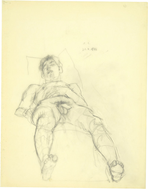 Anton Kolig : Liegender Männerakt auf Kissen, 1946