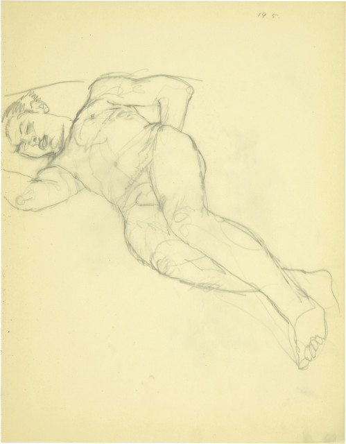 Anton Kolig : Liegender Männerakt mit übereinander ..., c. 1940