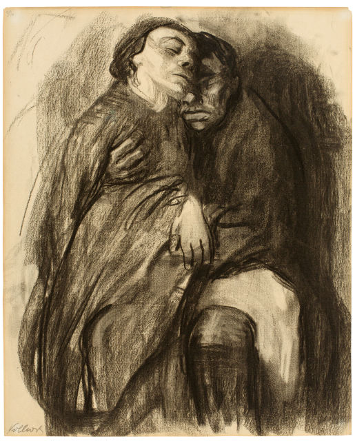 Käthe Kollwitz : Liebespaar - Sich umschlingendes Paar, 1909 (?)
