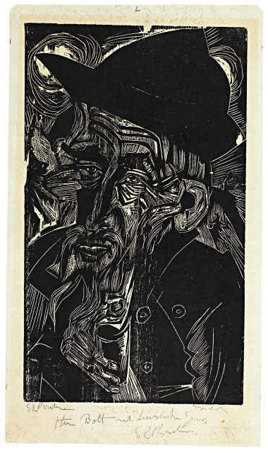 Ernst Ludwig Kirchner : Alter bärtiger Älpler in schwarzem Hut - ..., 1919