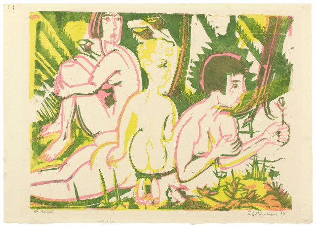Ernst Ludwig Kirchner  : Nackte Frauen mit Kind im Walde , Oktober 1925 