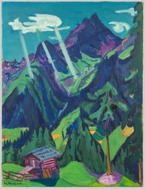 Ernst Ludwig Kirchner  : Bündner Landschaft mit Sonnenstrahlen , 24. Juli 1935 