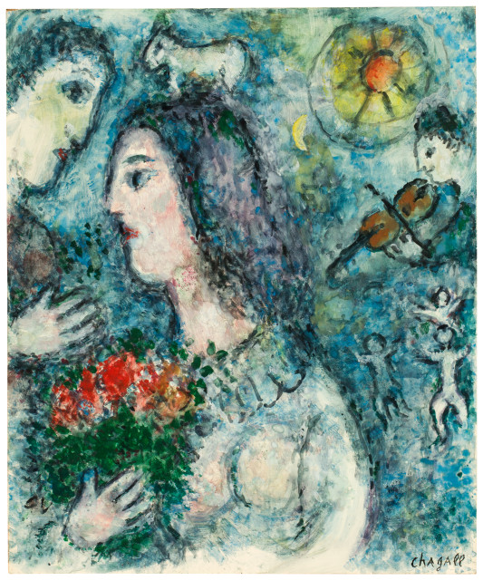 Marc Chagall : Profil au bouquet, 1981