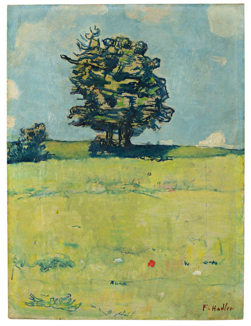 Ferdinand Hodler  : Landschaft mit Baum , Um 1893 