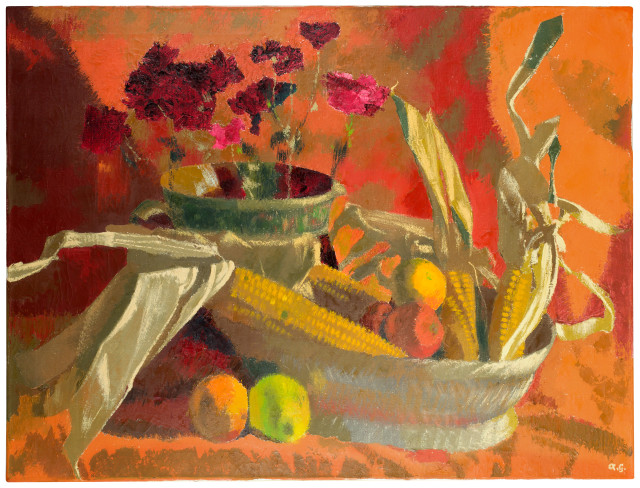 Augusto Giacometti  : Maiskolben und Orangen II , 1946 