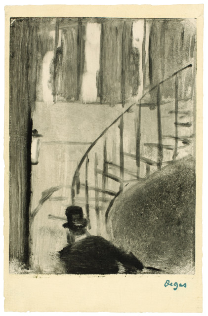 Edgar Degas  : Ludovic Halévy sur l'escalier dans les  ..., Circa 1880-1883