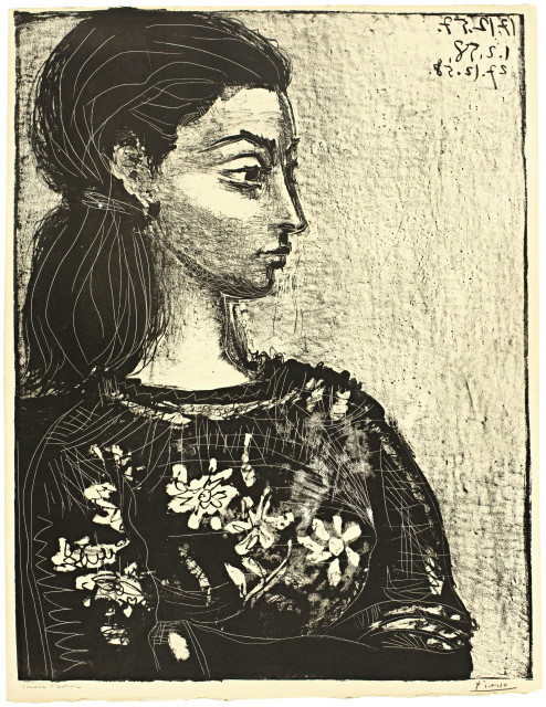 Pablo Picasso : Femme au corsage à fleurs, 27 December 1958