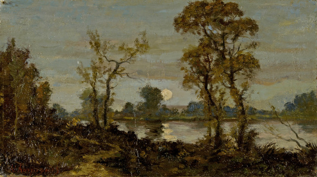 Henri-Joseph Harpignies : Dämmerung am Fluss, Circa 1880