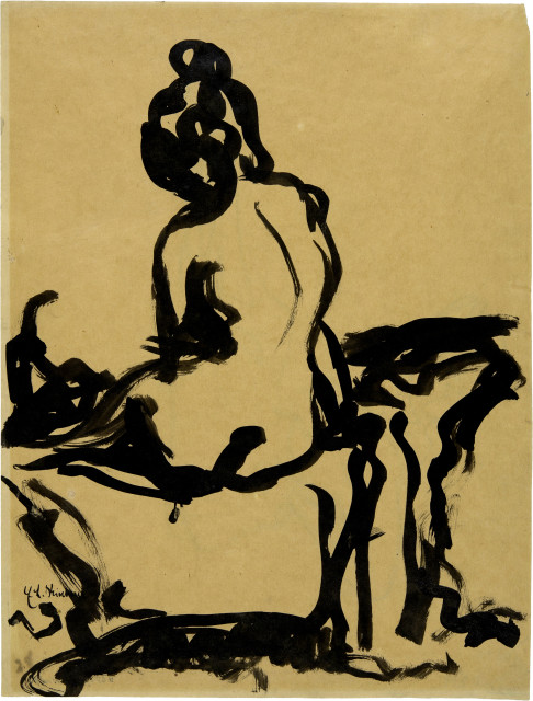 Ernst Ludwig Kirchner : Sitzender Akt nach links, Circa 1905
