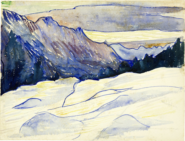 Giovanni Giacometti  : Bergeller Berge im Winter , Circa 1907