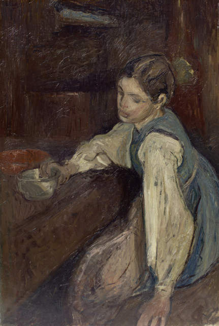 Otto Vautier d.Ä. : Mädchen am Tisch sitzend, Circa 1909