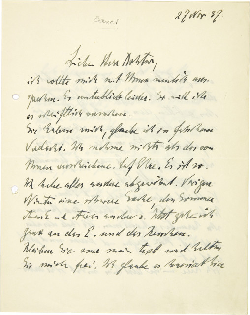 Ernst Ludwig Kirchner : Handschriftlicher Brief an Dr. Frédéric ..., 27 November 1937