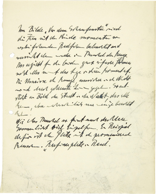 Ernst Ludwig Kirchner  : Handschriftlicher Text über das Bild Vor  ..., Um 1937 