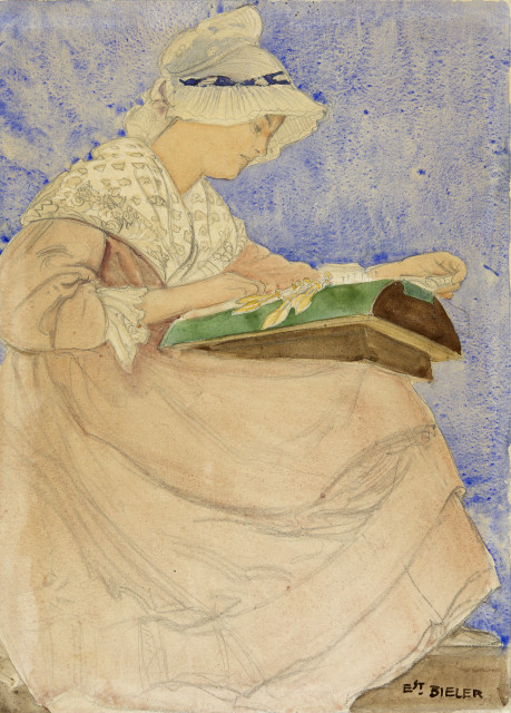 Ernest Biéler  : Dentellière , Before 1922