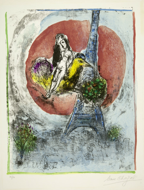 Marc Chagall  : Les amoureux de la Tour Eiffel , 1960