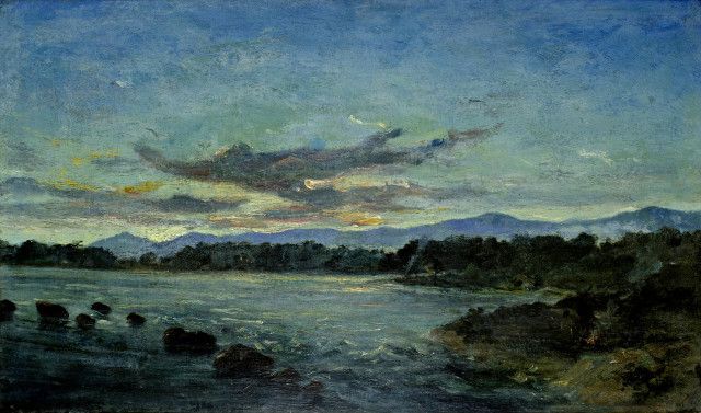 Frank Buchser  : Stromschnelle bei Ste. Marie am Lake  ..., 1868