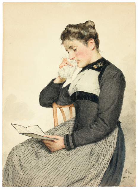 Albert Anker : Der Kondolenzbrief, 1905