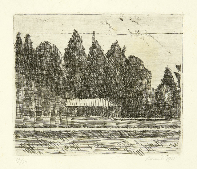 Giorgio Morandi  : Campo di tennis ai Giardini Margherita a  ..., 1921
