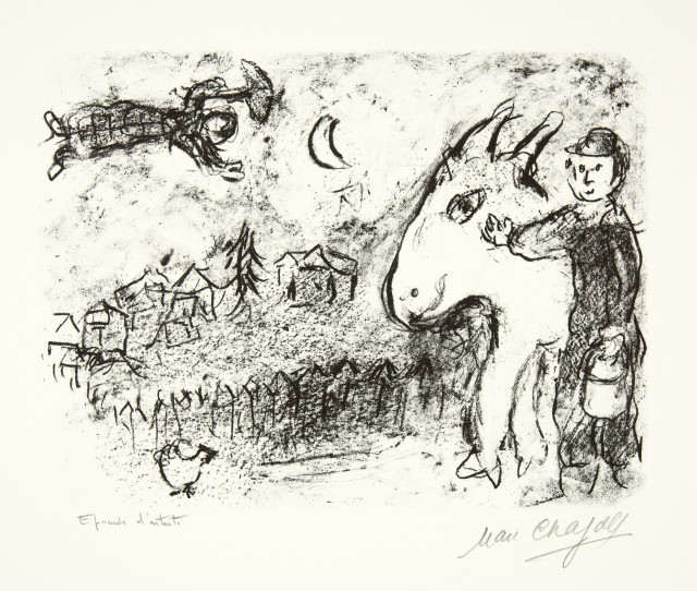 Marc Chagall  : Village à l'âne rouge , 1984