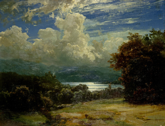 Robert Zünd  : Vierwaldstättersee mit Ruine Neu-Habsburg  ..., Circa 1852