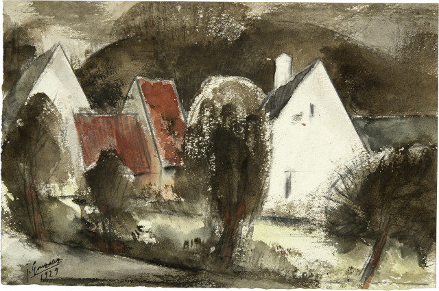 Julio González  : Maisons aux toits rouges et bruns , 1929