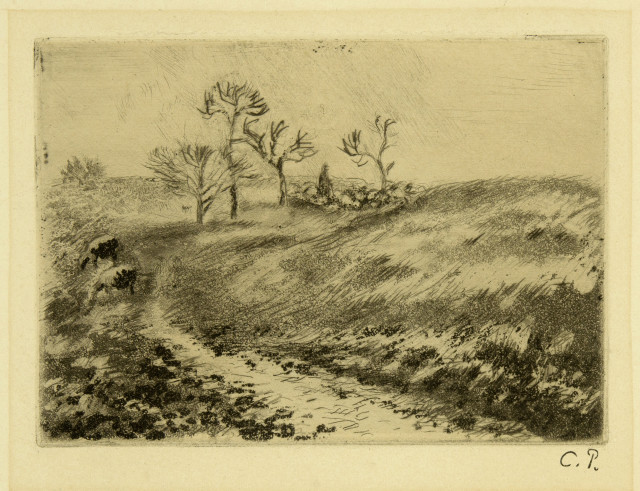 Camille Pissarro : Paysage avec berger et moutons, Osny, 1883