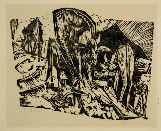 Ernst Ludwig Kirchner : Weidende Kühe – Fünf Kühe, 1917/1918