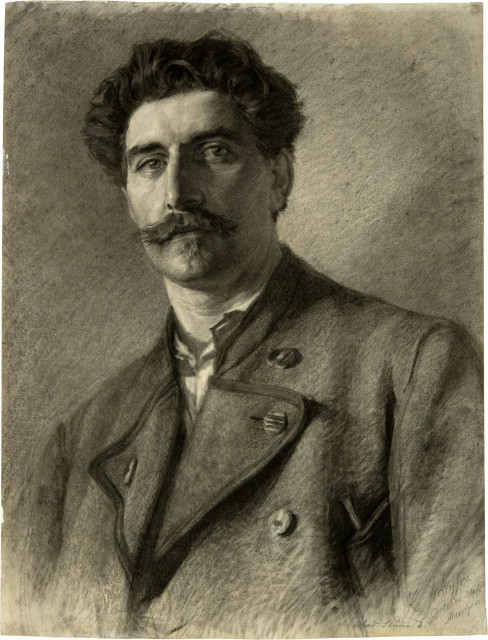 Karl Stauffer-Bern  : Studie zu einem jungen Mann mit Schnauz , 1876 