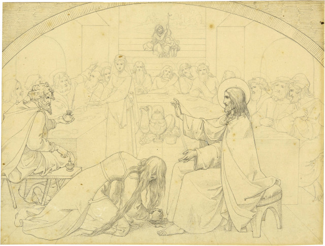 Julius  Schnorr von Carolsfeld : Maria Magdalena wäscht Jesus die Füsse,  