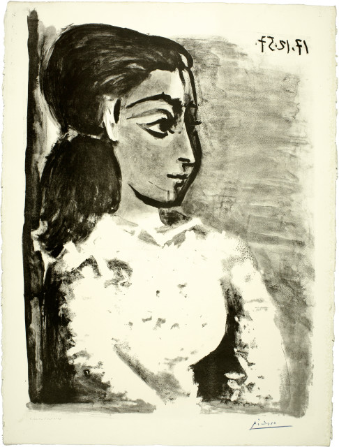 Pablo Picasso  : Buste de femme au corsage blanc , Cannes, 17 December 1957