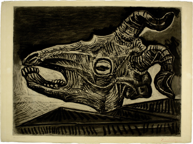 Pablo Picasso  : Crâne  de chèvre sur la table , Paris, 17-20 January 1953