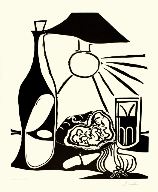 Pablo Picasso : Nature morte au casse-croûte. II, Mougins, 23 March and 18 April 1962