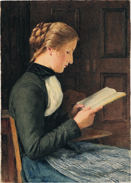 Albert Anker  : Lesende junge Frau / Lesendes Mädchen  , 1904