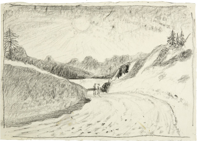 Giovanni Giacometti  : Strasse bei Maloja mit Blick auf den  ..., Circa 1926-1928