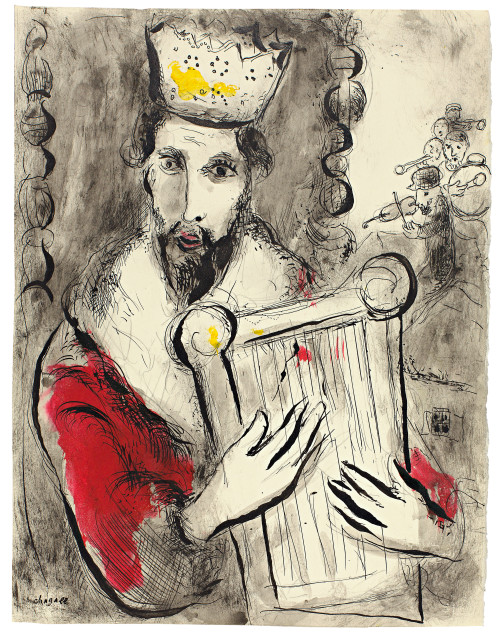 Marc Chagall  : Roi David à la harpe , 1967 