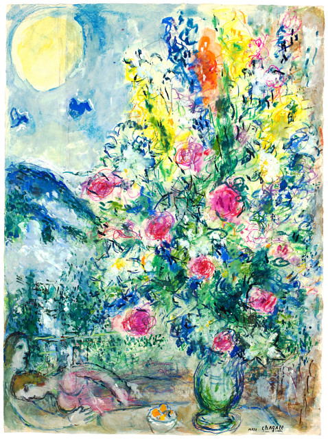 Marc Chagall : Bouquet au paysage d'hiver, Gstaad, January–February 1971