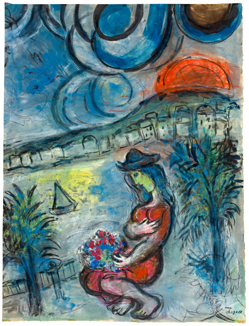Marc Chagall  : Femme au soleil rouge , 1961