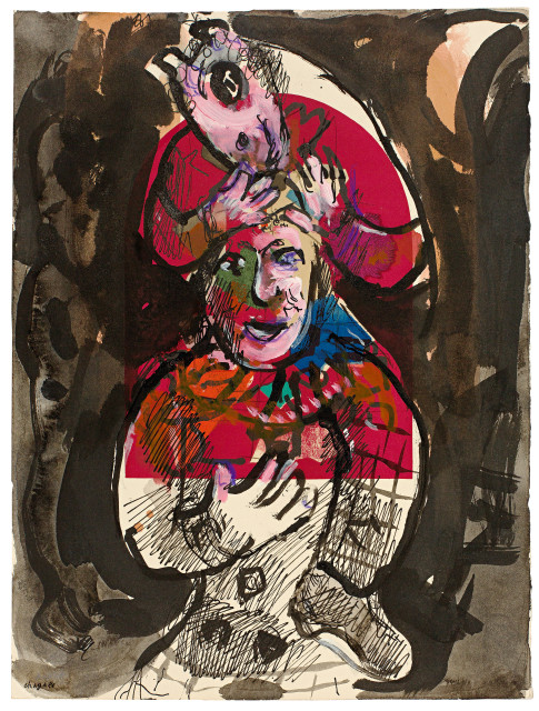 Marc Chagall : Rêve nocturne de deux clowns en rouge, 1971