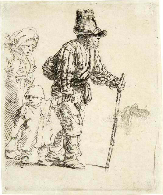Rembrandt Harmensz. van Rijn  : Der Bauer mit Weib und Kind , Circa 1652