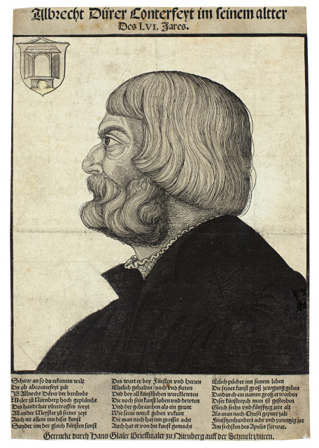 Erhard Schön  : Bildnis Albrecht Dürer , 1527, published in this state after Dürer's death, probably around 1540